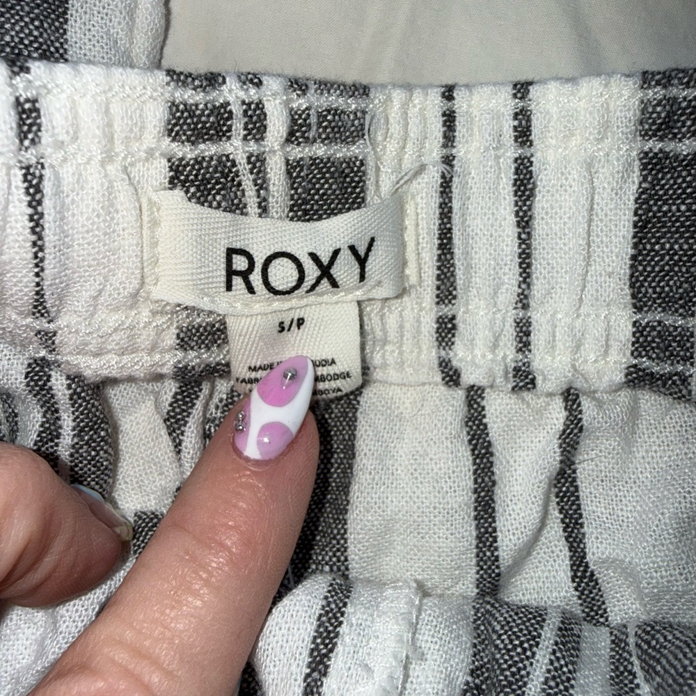 Roxy Navy & White Striped Drawstring Linen Pants … - image 2